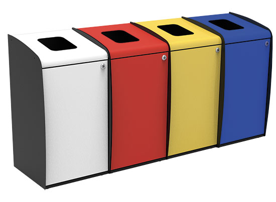 Station de tri sélectif avec 4 poubelles 80 litres